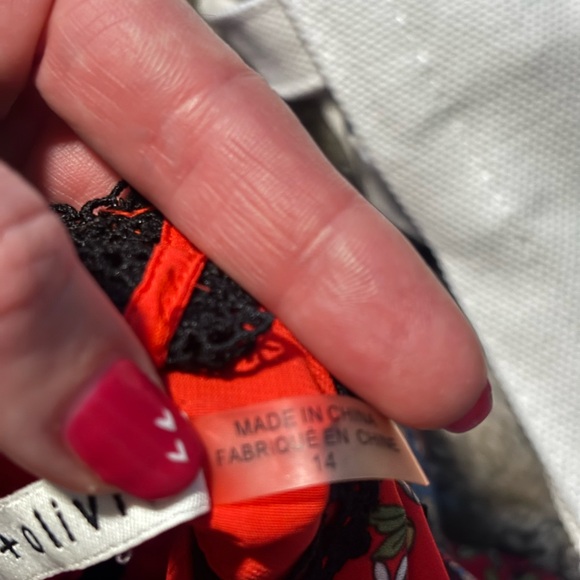 Alice + Olivia Red and Black Floral Maxi Dress EUC size 14 - Picture 8 of 10